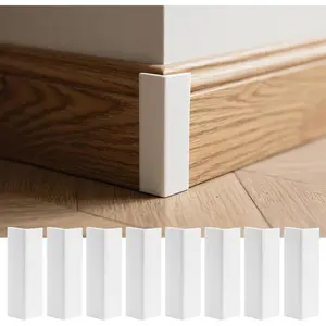 Baseboard Corners Blocks Self Adhesive Rubber Safety Corner Protectors Edge Guard Corner Cushion for Wall Furniture Edge White 8 Pcs