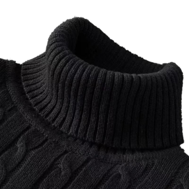 Ebb Supply New Men's Turtleneck Sweater Solid Color High Neck Pullover Knitted Sweaters Casual Elastic Sweatwear Mens Fall Winter
