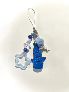 Blue Whale Phone Charm, Ocean Themed Beaded Keychain, Acrylic Star Bag Pendant, Cute Cartoon Animal Decoration, Handcraft Gift for Women