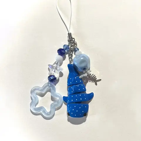 Blue Whale Phone Charm, Ocean Themed Beaded Keychain, Keychain Kawaii, Acrylic Star Bag Pendant, Cute Cartoon Animal Decoration, Handcraft Gift for Women, Cute Keychains, Key Rings