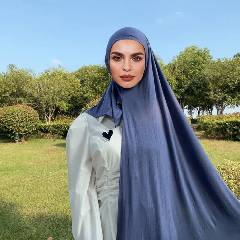 Instant Hijabs With One Loop Pashmina Jersey Hijab Scarf Muslim Women Headscarf Easy To Wear Big Size Woman Islamic Head Wraps