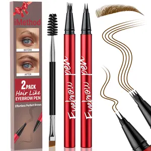 iMethod 2-Pack Eyebrow Pens with Brush – Best Value Brow Set, 4-Tip & 2-Tip Waterproof, Natural Hair-Like Brows