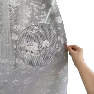 French Floral Leaf Lace Sheer Curtains for Bedroom Living Room Balcony Semi Shading Window Screen