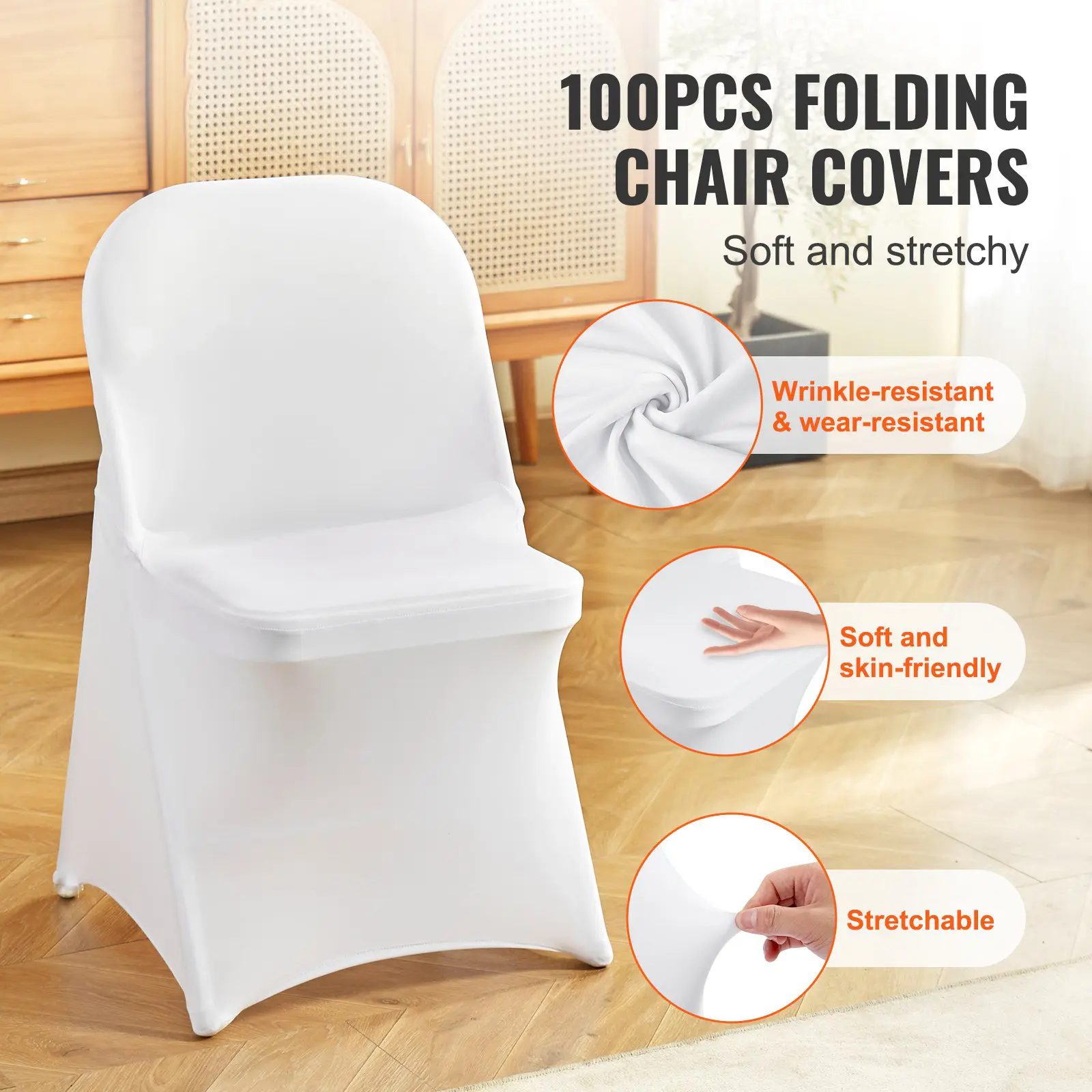 50/100Pcs Stretch Spandex Folding Chair Covers Universal Fitted Removable Washable Protective Slipcovers for Wedding Holiday Banquet Party Celebration Dining