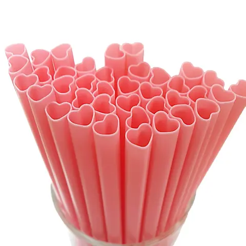 5/20/50/100/200pcs Cute Heart-Shaped Bubble Tea Straws Drinking Straws for Boba and Iced Coffee, Picnic, Valentine's Day, Wedding Theme Party Drink Accessories, Home Bar Accessories