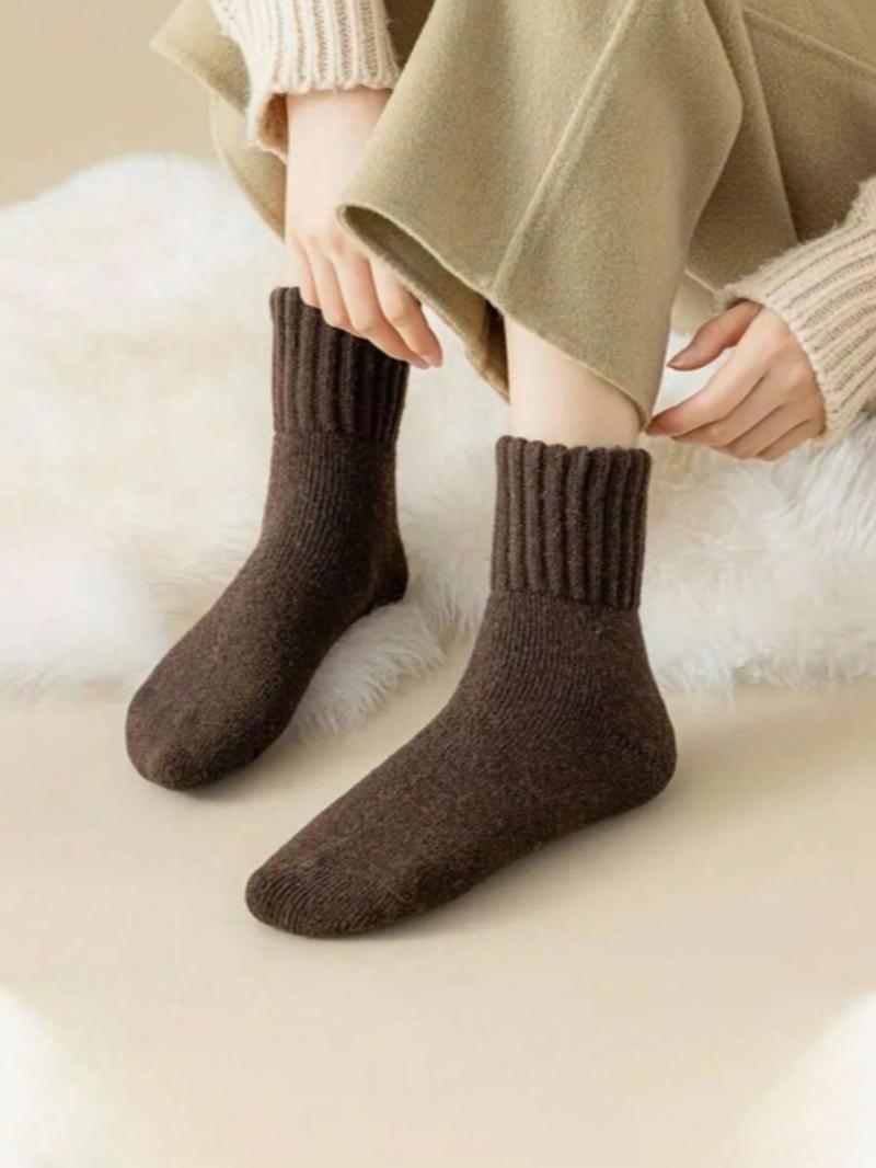 Nyzfexk Women's Solid Mid-calf Socks, Casual Soft Comfy Warm Socks for Fall & Winter, Women's Socks for Daily Wear Nyzfexk Women's Solid Mid-calf Socks, Casual Soft Comfy Warm Socks for Fall & Winter, Women's Socks for Daily Wear