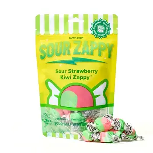 Taffy Shop, SOUR Strawberry Kiwi Zappy Salt Water Taffy - Gourmet Soft, Sweet & Tangy Candy
