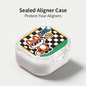 Cool Sunglasses Fox Print Aligner Case, Sealed Leak-Proof Orthodontic Retainer Box, Portable Dust-Proof Storage for Students Adults Travel