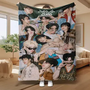 Kpop Member Theme Flannel Blanket, Svt Puzzle Pattern, Multiple Sizes, Soft and Thick, Stylish Blanket, All-Season Use
