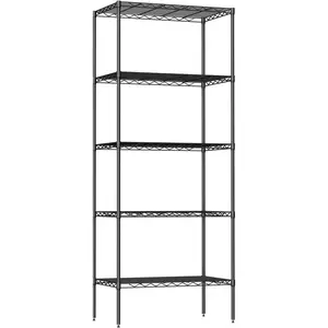 5 Adjustable Wire Shelving 23" D x 13" W x 60" H Wire Rack Heavy Duty Storage Shelving Unit with Metal Frame for Home Office Laundry Bathroom Kitchen Standing Storage Shelf Units (Black)