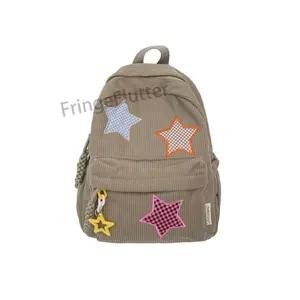 2026 Fresh Artistic Checkerboard Star Embroidery Backpack, Large Capacity Casual Versatile Bag for School & Commute