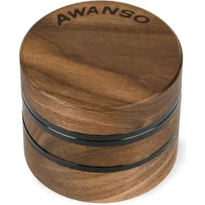 3-Piece Grinder, 2.5" Walnut Wood & Aluminum Grinder for Kitchen Spices with Large Bottom Chamber