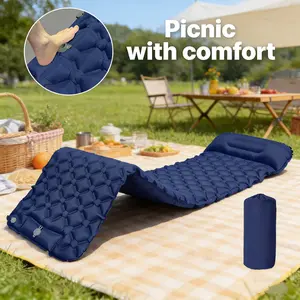 1pc Compact Single Air Mattress Sleeping Pad, Foot Pump Inflatable, TPU Material, Non-Slip Diamond Dots, Widened Thickened and Lightweight for Outdoor Travel Camping and Home Rest with
