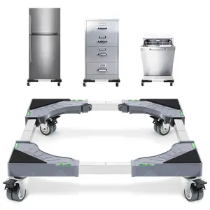 Appliance Dolly Cart with 4 Locking Twin Wheels Mini Fridge Stand Adjustable Furniture Mover Mobile Roller Base for Washing Machine, Dryer, Refrigerator, Laundry Pedestal