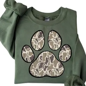 Camo Dog Paw Sweatshirt, Camo Hunting Retriever Shirt, Fall Camo Shirt, Preppy Camo Tee, Hunting Shirt, Camouflage Hoodie, Unisex Tee Gift For Hunter