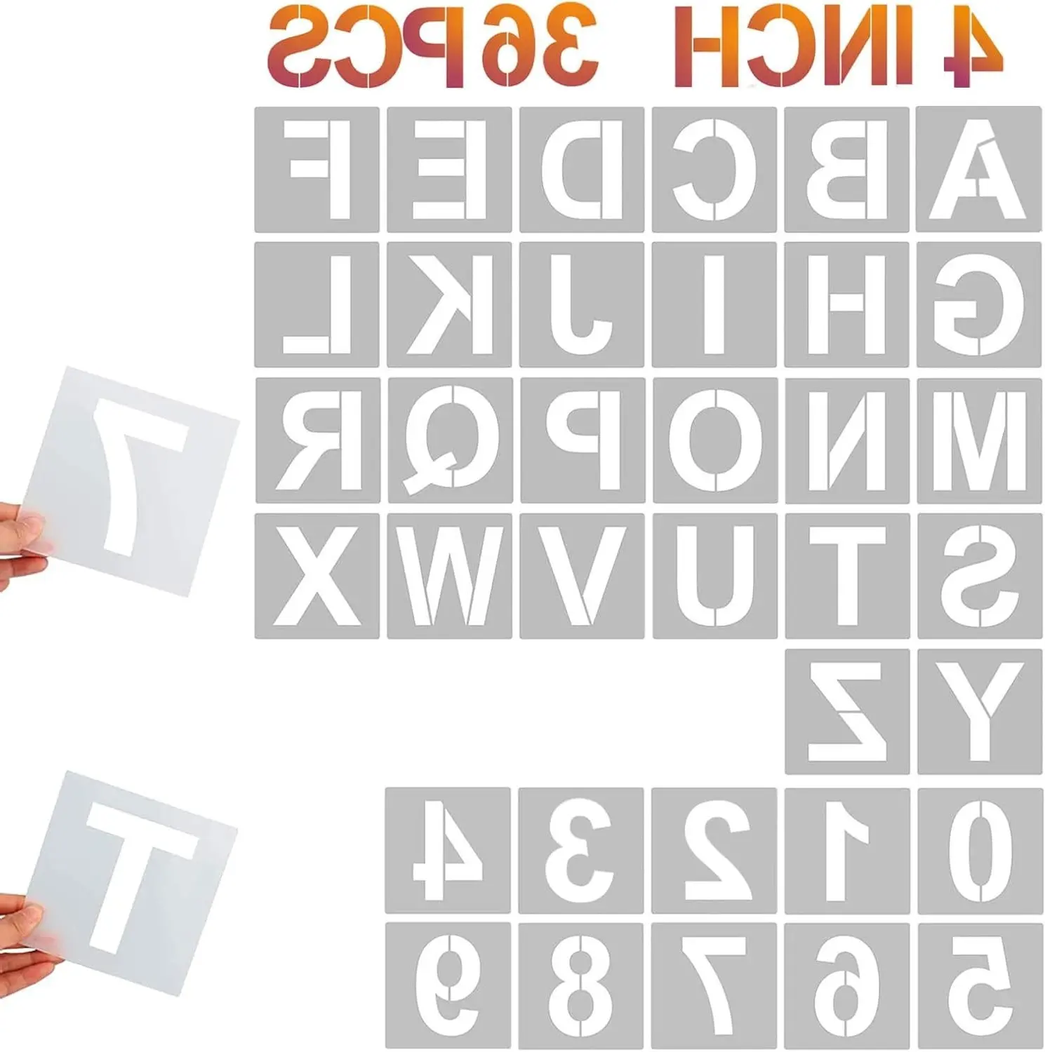 36 Pcs 4 Inch Letter and Number Stencils, Reusable Alphabet Art Craft Plastic Templates for Wood, Wall, Fabric, Rock, Signage