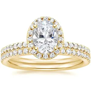 1.5CT 925 Sterling Silver Oval Cut CZ Bridal Ring Set Engagement Ring Wedding Band for Women queen ring