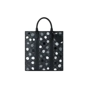 Women's Louis Vuitton x Yayoi Kusama Sac Plat Square Handbag, Monogram Canvas, Black Polka Dot Print Tote Bag, Square Women's Handbags