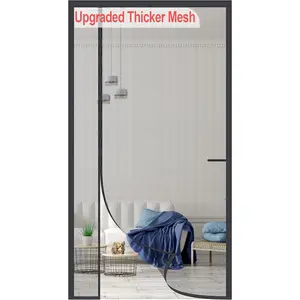 Upgraded  Screen Door Thicker 255g/m^2 Reinforced Mesh,Reversible Left Right Side Opening,Fit Door Size 36 x 80 Inch,Retractable Door Screen  Closure,Door Curtain for Single Front Door