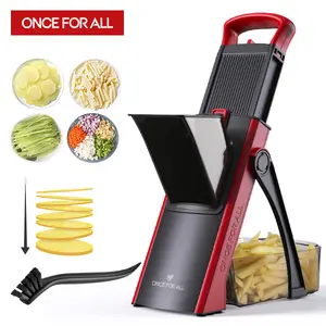 【ONCE FOR ALL】Press-type Multifunctional Vegetable Slicer with 4 shapes and 8 thicknesses adjustable. No need to replace blades; simply turn the knob.Strong SuctionCup Base, Kitchen Utensils Vegetable Slicer DicerFruit Vegetable Slicer Gadgets Kitchen out