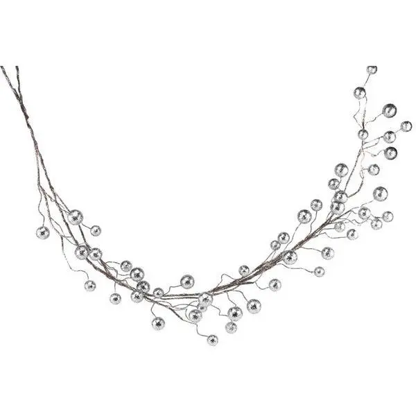 6' Silver Glitter Ball Garland