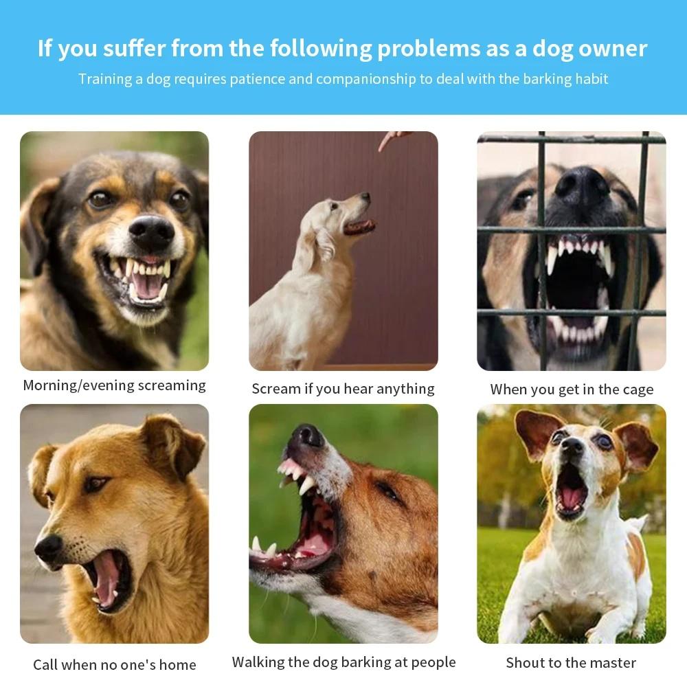 Smart Automatic Anti Barking Dog Collar Rechargeable Bark Stopper Stop Barking HD Digital Display IP67 Waterproof Collar For Dogs Pet Products