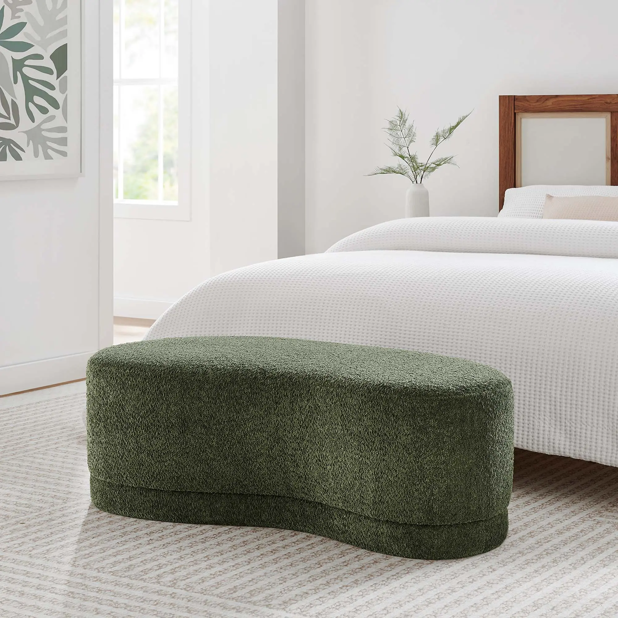 Nimbus 48" Upholstered Ottoman Bench in Sage