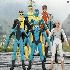 28cm Invincible Omni-Man Mark Grayson Stuffed Doll Detachable Movable Limbs  Wire Skeleton Action Figure Plush Mouse Room Decor