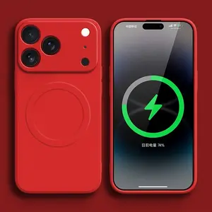 2025 New Orange Liquid Magnetic Case for iPhone 17 Pro Max Air - Slim Shockproof Protective with Camera Lens Protector Cover for iPhone 17 Series, Cellphone, Sleek Design, Tech Enthusiasts, Smartphone Owners