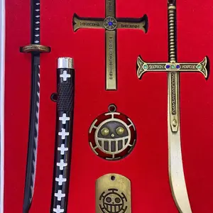 One Piece Metal Keychain Luffy Sanji Zoro Law Ace Chopper Backpack Pendant Accessories Set Box