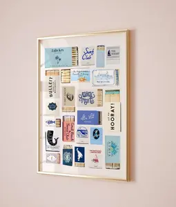 [UNFRAMED POSTER] Vintage Matchbox Print, Trendy Matches Poster, Retro Matchbook Wall Art, Sea Aesthetic Print for Apartment (No Frame)