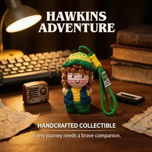 Stranger Things Handmade Crochet Doll Keychain, Curly Hair Adventure Plush Charm, Handmade Amigurumi Key Ring, Gift for Collectors