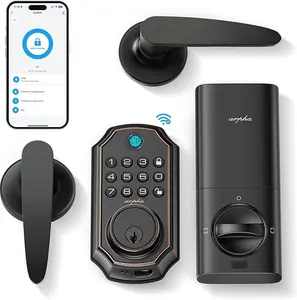 Arpha D280W Keyless Door Lock - with/without handle options, WiFi/Bluetooth-enabled fingerprint lock. Supports APP unlock, Alexa (for WiFi version), easy to install, and suitable for various occasions.