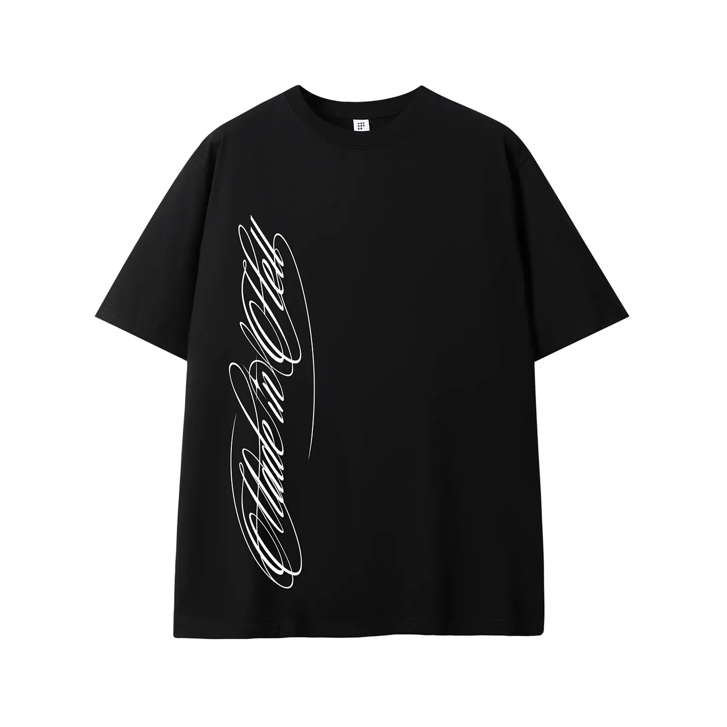 Inflation Men's Script Print T-shirt, 100% Cotton Casual Loose Fit Cropped Shortsleeve Streetwear Top, Menswear, Tshirt, Fabric, Stylish, Clothing, Graphic Shirts, Mens Clothing