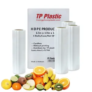 12x17in LDPE Produce Bags – 4 Rolls, 292 Bags Total – 40 Micron Thick, Clear, Leak-Resistant, Food Safe for Fruits & Veggies