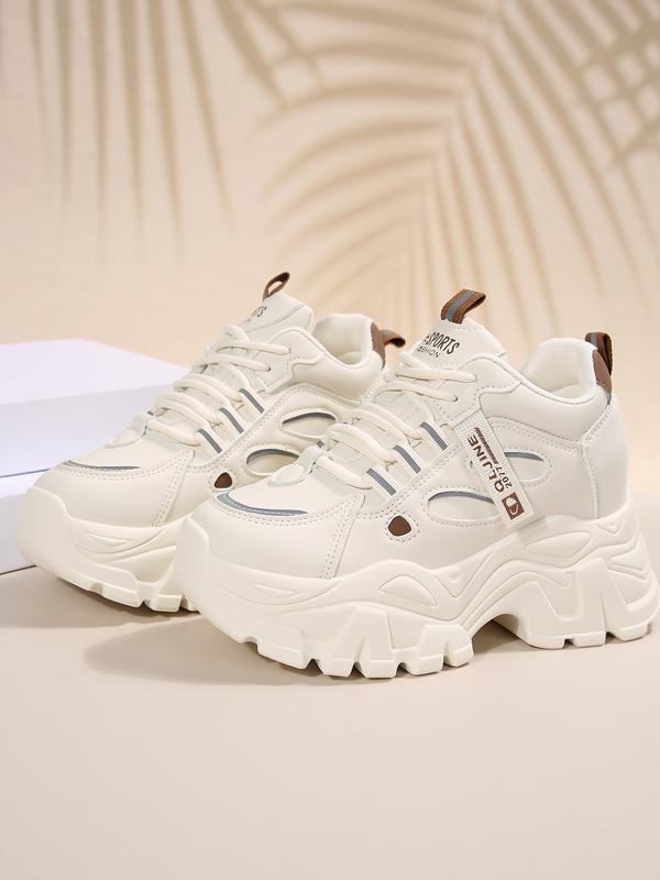 Women's Wedge Heel Thick Sole Sports Shoes, Comfortable and Stylish Athletic Footwear, Perfect for Casual Wear and Daily Use, Sneakers Height Shoes