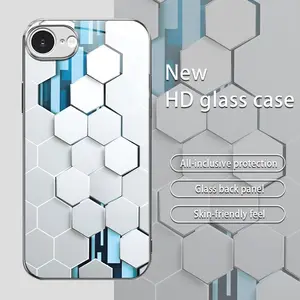 Suitable for [iPhone 16e] New high-end technology square glass mobile phone case New business simple metal paint electroplated gold glass mobile phone case Affordable price Anti-drop and anti-fingerprint 995