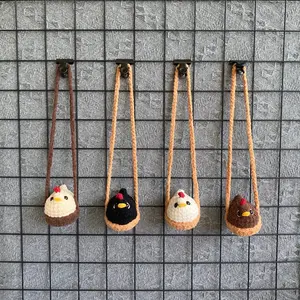Crochet Chicken Car Hanging Decoration Plushie Chicken Car Accessories Car Charm Mirror Hanger New Driver Gift Animal Car Hanger on Swing