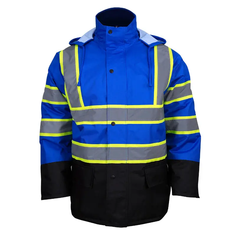 2-Tone Reflective Parka Jacket with Hood and Front Pockets – Everyday Workwear