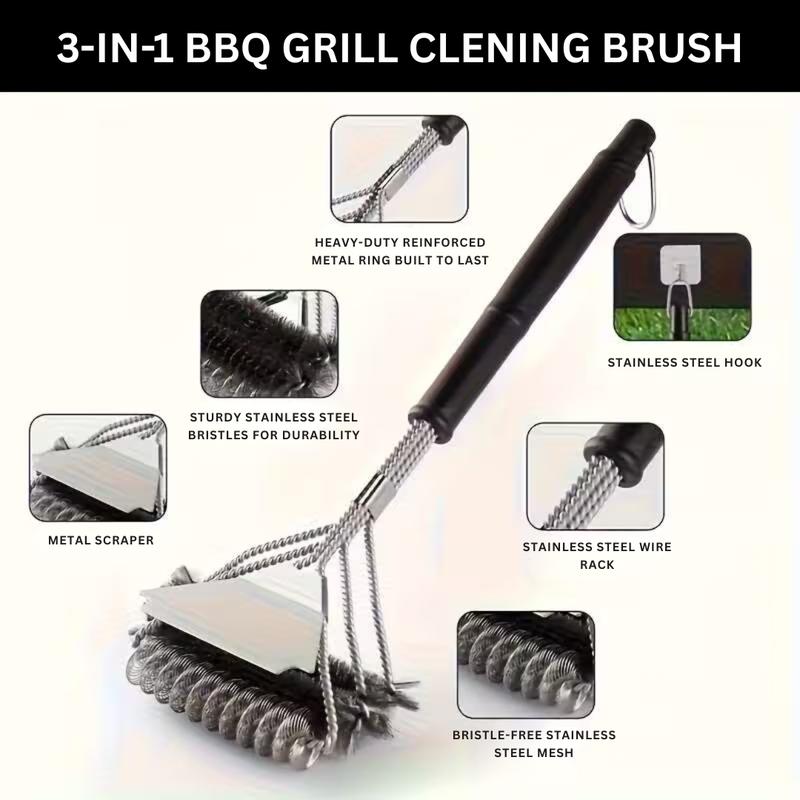 VAULUXE Bristle-Free BBQ Grill Brush & Scraper 18 in - Safe No Wire Bristles for Porcelain Weber Gas Charcoal Grills Patented Design for Efficient Cleaning