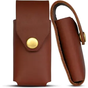 Ultra Durable Full Grain Leather Multitool Sheath Compatible with Leatherman Wave and Wave Plus, Multi Tool Belt Holster with Solid Brass Rivets, Men's Belt Accessories Brown