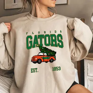 Florida Football College Xmas Truck T-Shirt, Sweatshirt & Hoodie, Retro Holiday Pullover