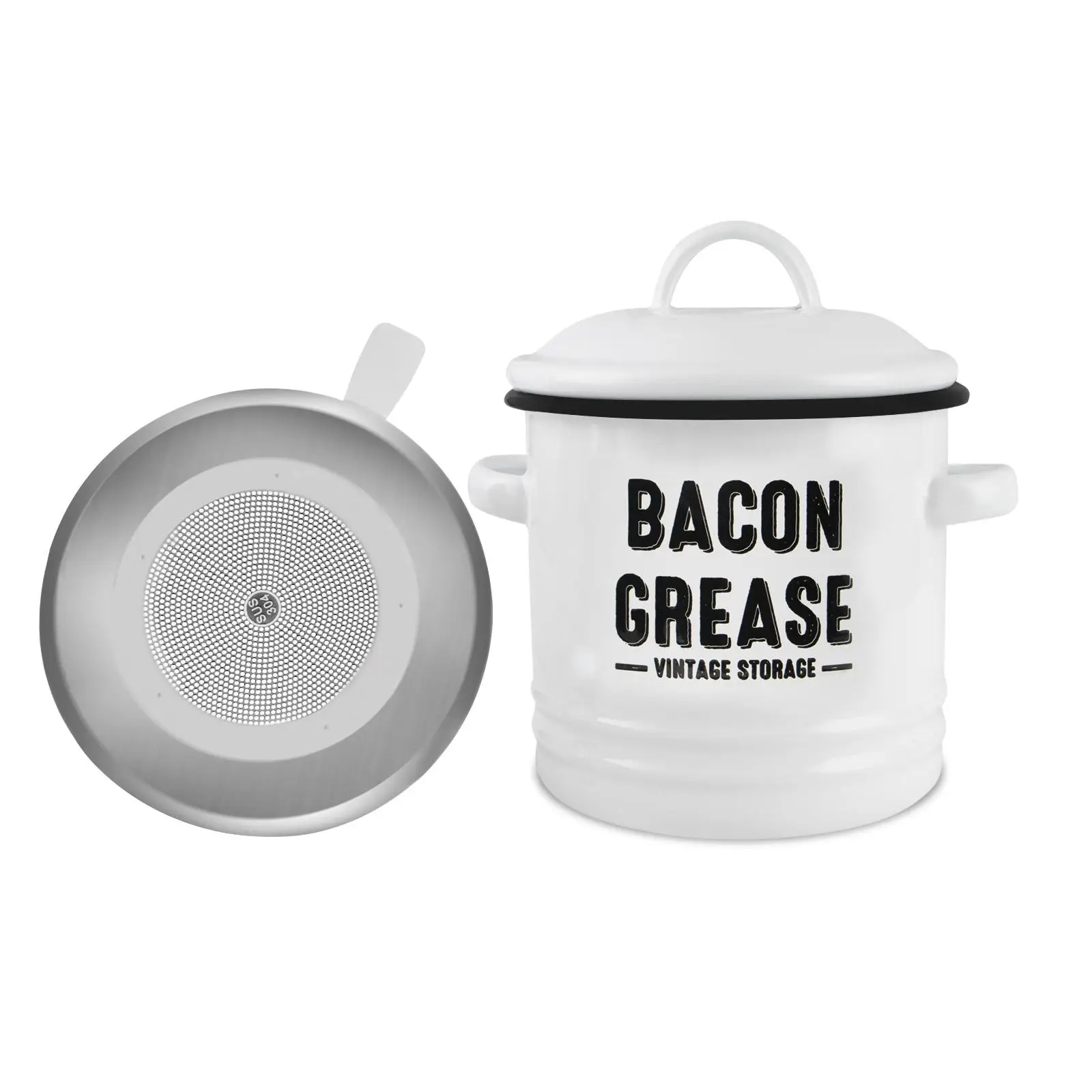 Stainless Steel Oil Storage Cup with Lid & Strainer, 1 Set Heat Resistant Sieve Container, Kitchen Tools, Kitchen Food Cooking Utensil for Home, Summe