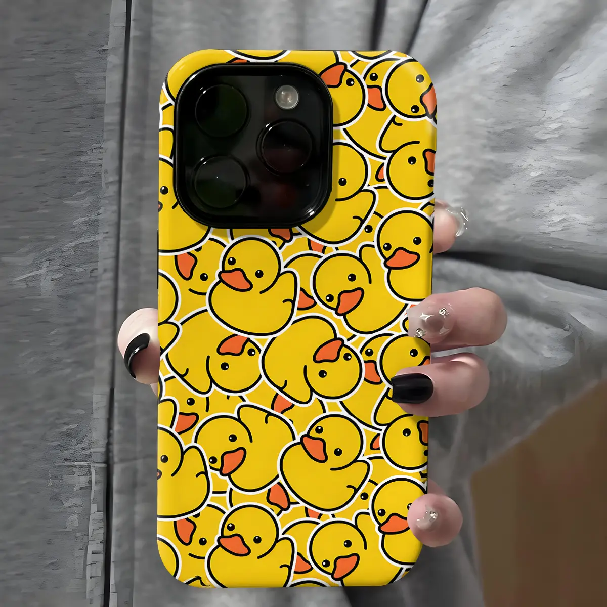 Rubber Duck Pattern Phone Case , Shockproof Rugged Cover Dual Layer Soft TPU Hard Bumper Shell Design for iPhone 11 12 13 14 15 16 Pro Max Plus Wwe