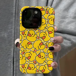 Rubber Duck Pattern Phone Case , Shockproof Rugged Cover Dual Layer Soft TPU Hard Bumper Shell Design for iPhone 11 12 13 14 15 16 Pro Max Plus Wwe