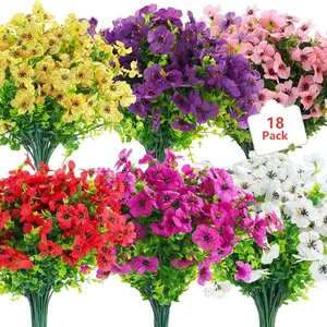 18 Pcs UV-Resistant Mixed Color Artificial Violet Flower Bunches, Indoor Outdoor Garden Window Decor, Spring Summer Home Decoration, Artificial Flower Arrangement