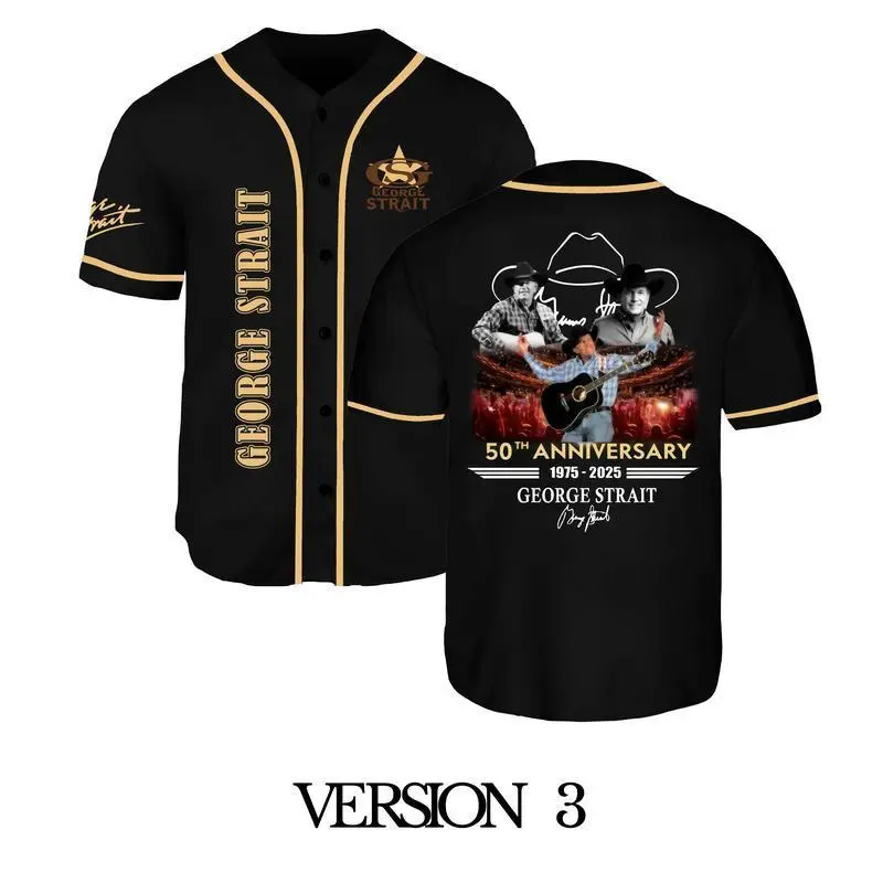 "[Music Country Jersey] - George Strait Collection Baseballs Jersey - George Strait 2026 Tour Baseballs Jersey - George Strait 50th Anniversary Baseballs Jersey - Gift for Friends "