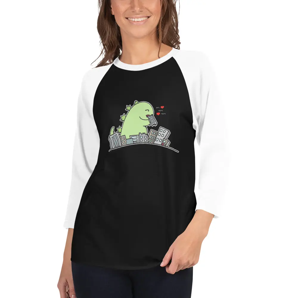 Tiny 'Zilla 3/4 sleeve Raglan shirt