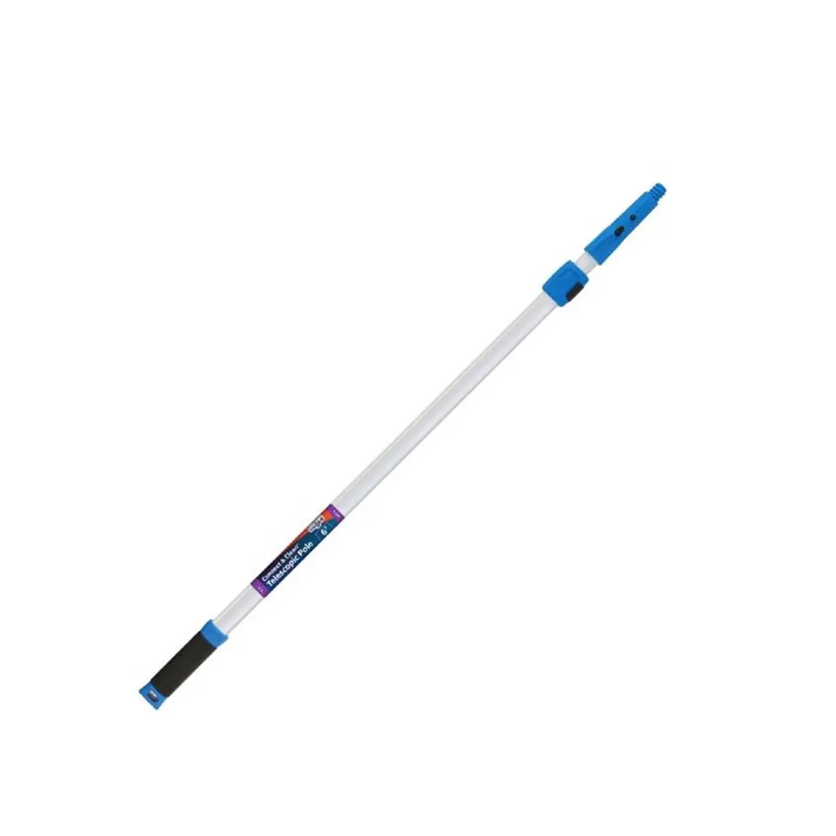 Unger 1025271 Ergonomic Telescoping Aluminum Extension Pole, 6 ft x 2 in Blue & White Clean Tri-Shaped Pole, Non-Slip Grip, Quick-Flip Clamps, Extended Reach Capability