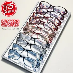 Gigula 10pcs Fashion Floral Frame Blue Light Reading Glasses, Reading Eyeglasses, High-Value Stylish Eyewear for Reading and Decoration, Perfect Gift Choice